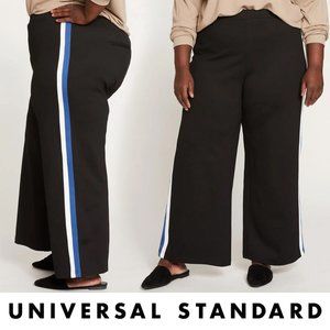 Stephanie Wide Leg Pants in Black Blue/White Stripe (XL)